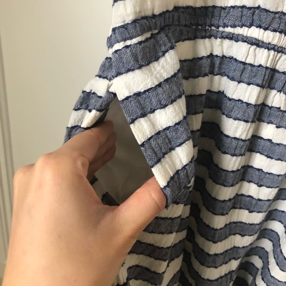 Madewell Blue White Striped Romper Medium M Beach Summer Spring - Picture 9 of 15